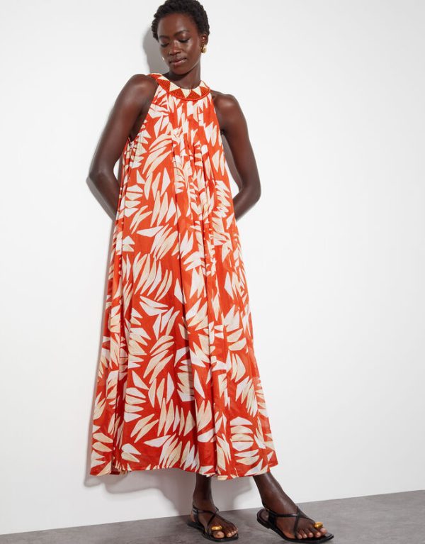 Monsoon Shelly Sleeveless Printed Maxi Dress Orange - Image 6