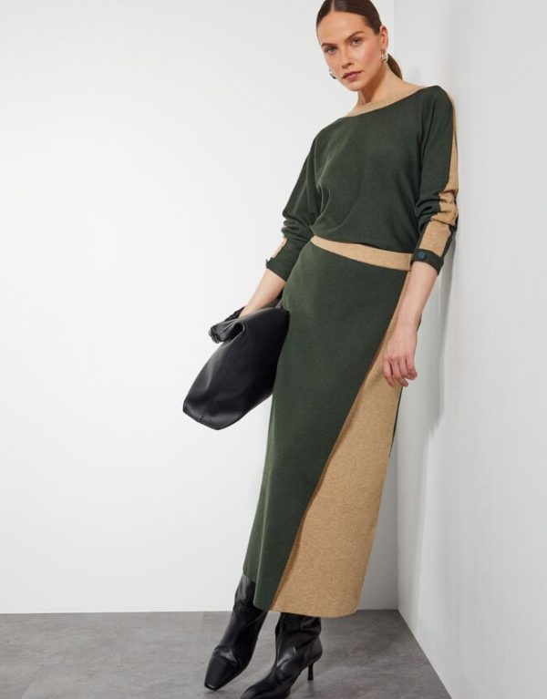 Monsoon Nellie Two-Tone Knit Skirt Green - Image 5