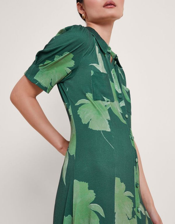 Monsoon Zannah Print Shirt Dress Green - Image 4