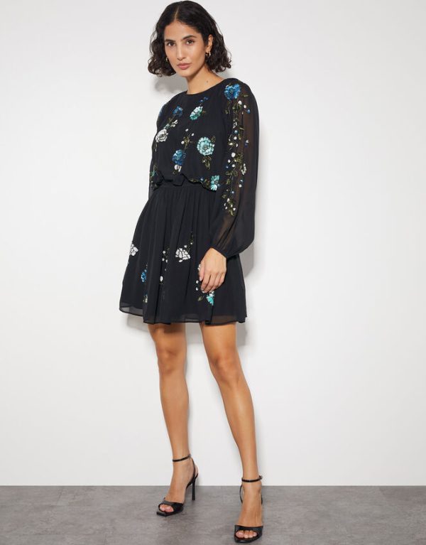 Monsoon Penelope Embellished Tunic Mini Dress Black - Image 5