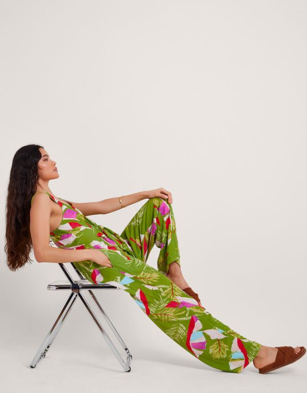 Monsoon Amina Floral Jumpsuit Green - Image 4