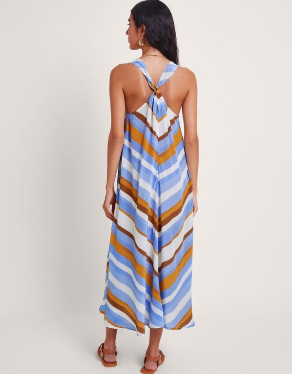 Monsoon Byrdie Stripe Dress Blue - Image 4