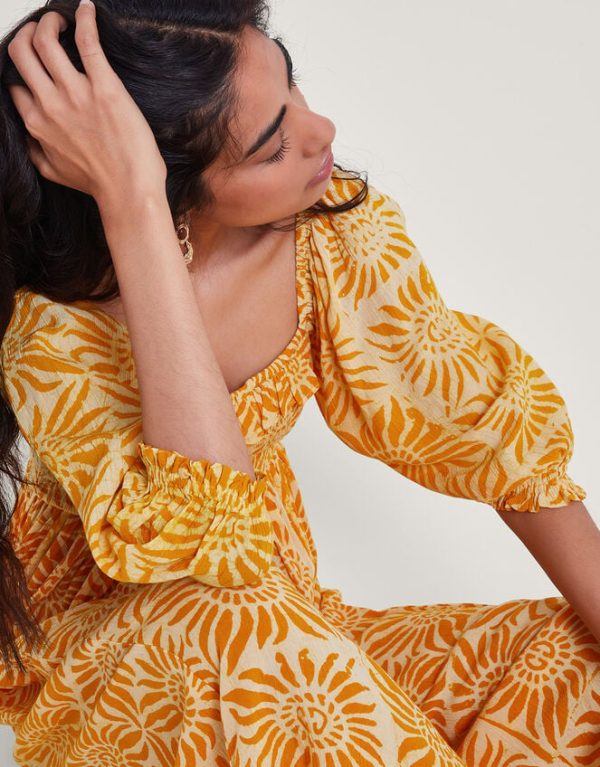 Monsoon Sunny Batik Dye Dress Orange - Image 4