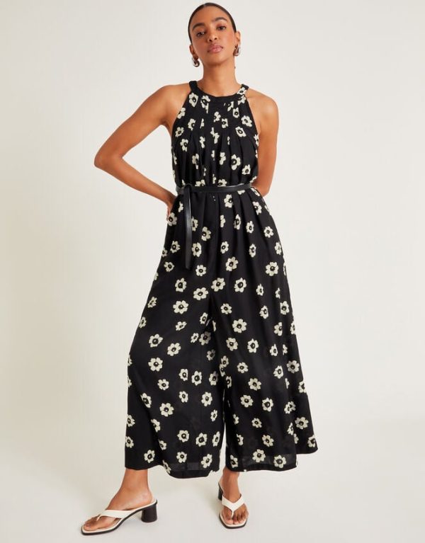 Monsoon Lei Floral Wide Leg Jumpsuit Black - Image 5