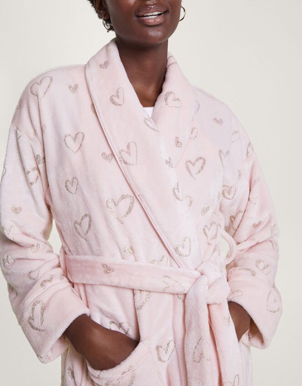 Monsoon Heart Foil Dressing Gown Pink - Image 3