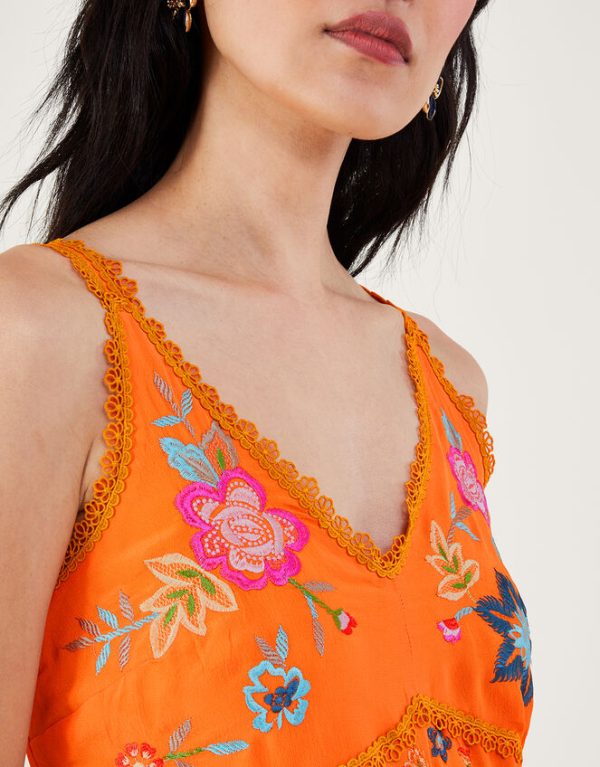 Monsoon Liyana Embroidered Floral Cami Dress Orange - Image 5