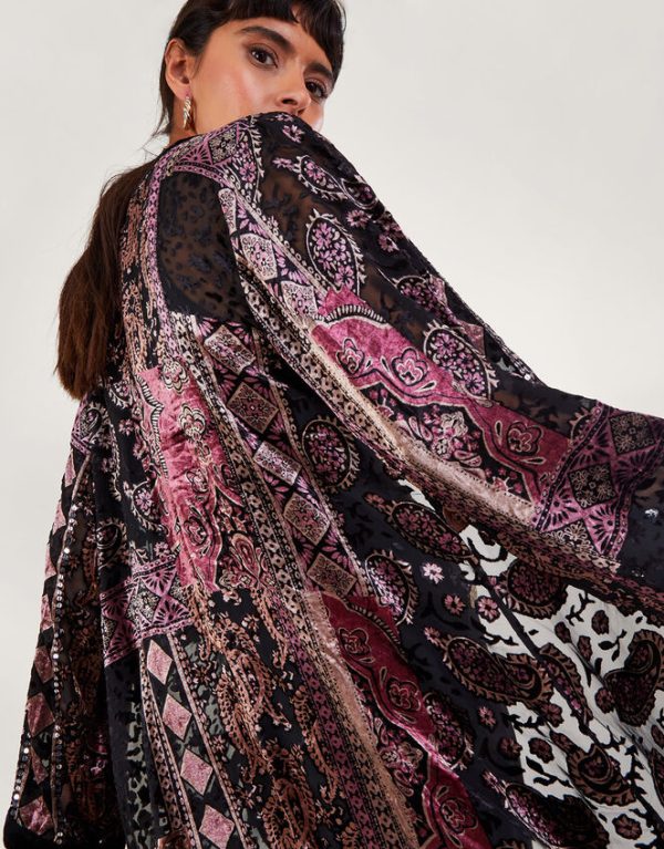 Monsoon Dahlia Velvet Kimono Black - Image 5