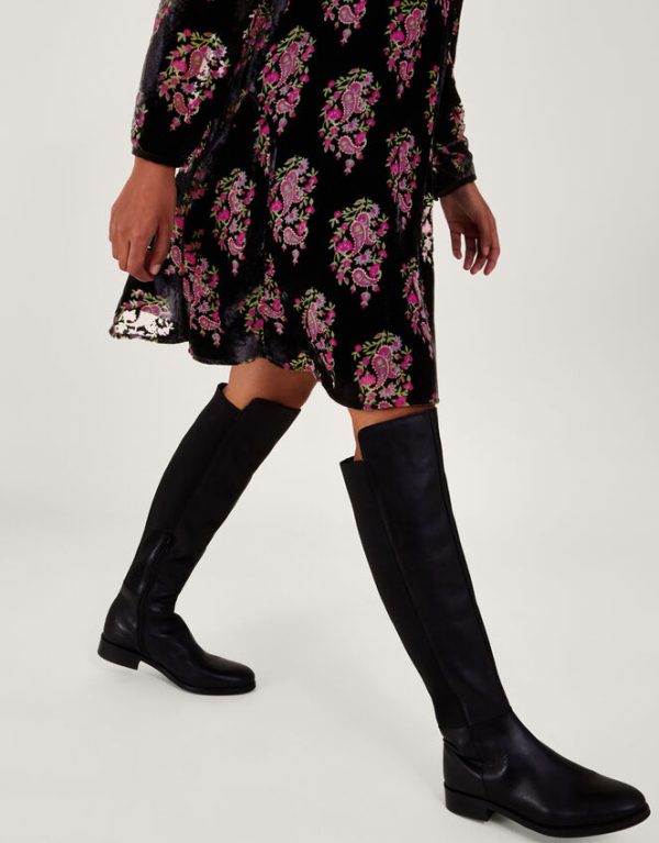 Monsoon Ruby Paisley Velvet Dress Black - Image 4