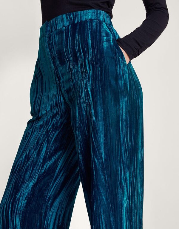 Monsoon Callie Velvet Trousers Teal - Image 4