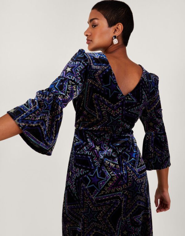 Monsoon Serenity Velvet Dress Black - Image 4