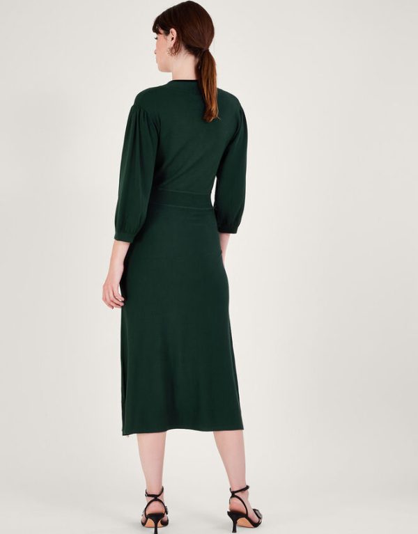 Monsoon Moira Button Midi Dress Green - Image 4