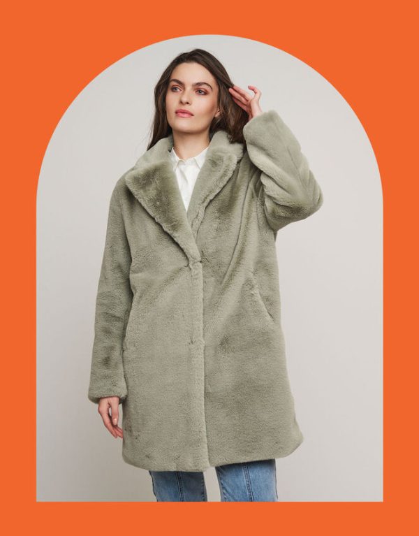 Monsoon Rino and Pelle Faux Fur Coat Green