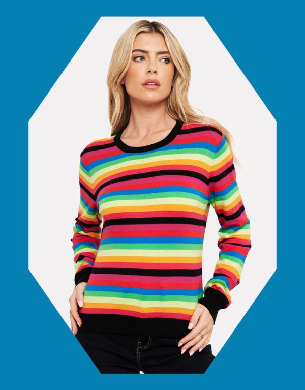 Monsoon WISPR Rainbow Crew Neck Sweater Black