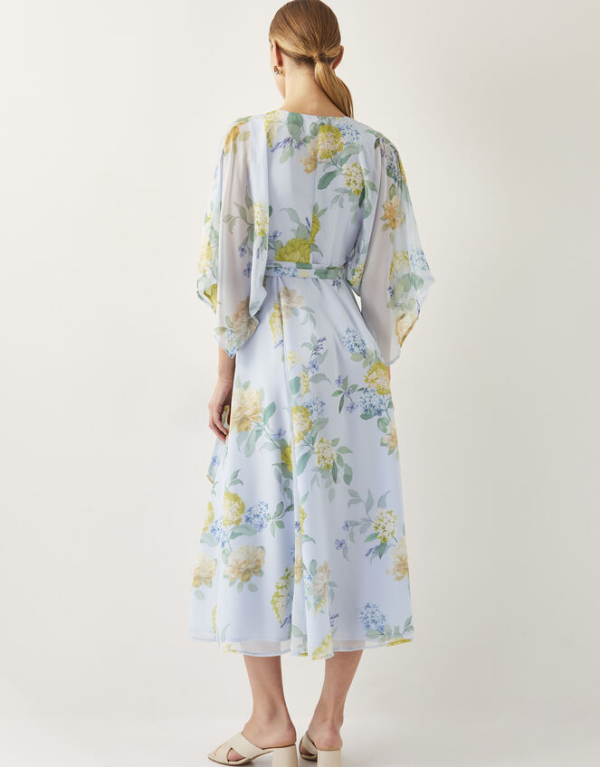 Monsoon Rowan floral wrap midi dress blue - Image 3